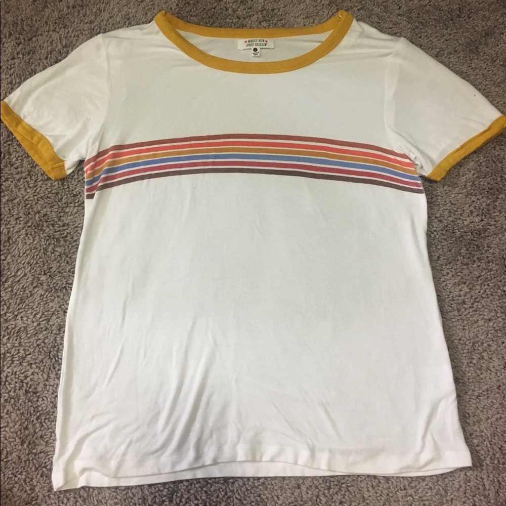 Rainbow Striped White T-Shirt